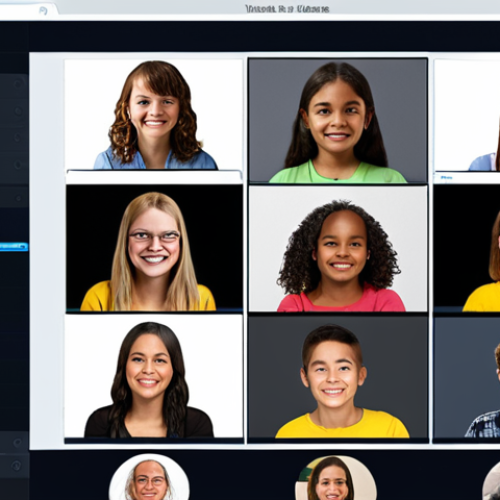 Home 7 **
A vibrant online learning platform interface. Depict students actively participating in a real-time video conference, exchanging ideas and asking questions. The scene should convey a sense of community and engaged learning. Include visual elements representing personalized learning paths, such as adaptable difficulty levels and tailored activities. Focus on bright colors and a user-friendly design.
**