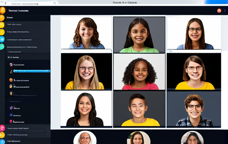 **

A vibrant online learning platform interface. Depict students actively participating in a real-time video conference, exchanging ideas and asking questions. The scene should convey a sense of community and engaged learning. Include visual elements representing personalized learning paths, such as adaptable difficulty levels and tailored activities. Focus on bright colors and a user-friendly design.

**
