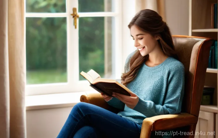 독서지도사 자격증 독학 성공기 - **Prompt 1: The Embrace of a Story**
    "A cozy, warm-lit scene featuring a young adult, female, wi...
